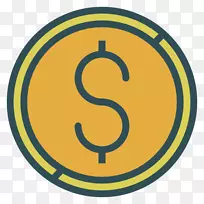 美元硬币计算机图标绘图.硬币