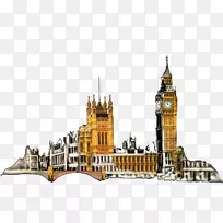 大本钟伦敦眼画汤姆福特桌面壁纸-大本钟