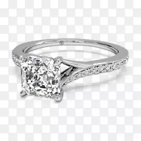 钻石结婚戒指订婚戒指公主剪裁-她做了她的心形的手