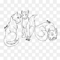 猫线艺术卡通爪子素描-猫