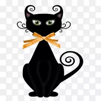 小猫胡须黑猫孟买猫剪贴画-小猫