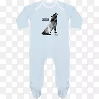 t恤、狗、婴儿和幼童一件袖子蓝折纸