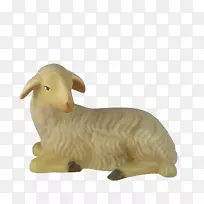羊出生现场木山羊雕像-绵羊