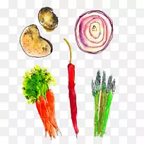 天然食品，饮食食品，超级食品，本地食品.蔬菜素描