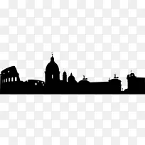 罗马圣彼得的大教堂剪影，天际线-剪影
