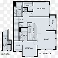 帕克贝拉子午线公寓平面图，独树英格伍德-2d平面图