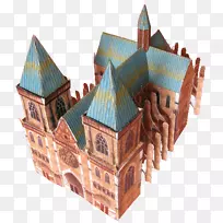 纸模型城堡规模模型纸板城堡