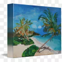 水彩画加勒比丙烯酸涂料-海滩热带