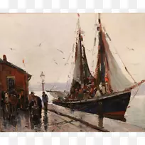 帆船油画渔船-油漆