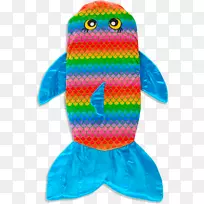 彩虹鱼袖毛毯儿童色