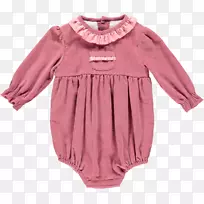 婴儿及幼儿单件粉红色m袖紧身连衣裙
