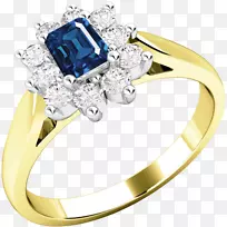 蓝宝石戒指钻石金光蓝宝石