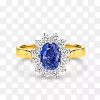 蓝宝石结婚戒指珠宝钻石蓝宝石