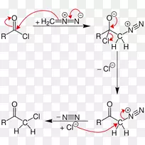 重氮甲烷酰氯，Arndt-eistert反应，nierenstein反应，化学反应-共同停泊机理