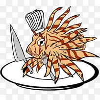 塞巴斯蒂安红狮子鱼，印度太平洋剪贴画-煮熟的鱼