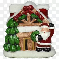 圣诞装饰品圣诞老人陶瓷姜饼屋-圣诞老人