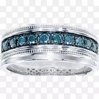 订婚戒指蓝色钻石结婚戒指