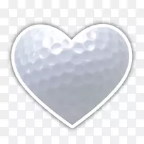 印有高尔夫球的心脏贴纸-心脏