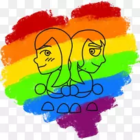 琉球黄彩虹剪贴画-LGBT心脏