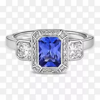 蓝宝石订婚戒指宝石钻石戒指光环