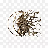 精灵日月画日食素描-月亮