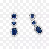蓝宝石耳环体珠宝钻石蓝宝石