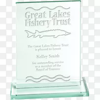 大湖长方形渔业玻璃字形玻璃奖杯