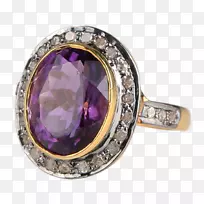 紫水晶耳环宝石珠宝戒指