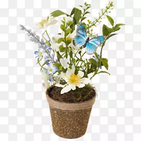 切花，花盆，人造花卉，室内植物-白色小枝