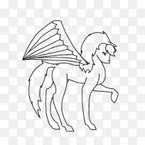 线条艺术画白色卡通-飞马素描