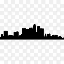 洛杉矶市中心天际线轮廓画-剪影