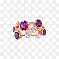 紫水晶宝石首饰银紫红色戒指