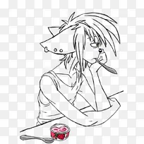 线条艺术画鼻子白鼻子