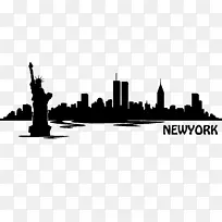 纽约市天际线轮廓世界贸易中心-剪影