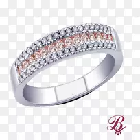 结婚戒指-银钻石-粉红色戒指