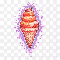 冰淇淋锥草莓冰淇淋
