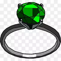 绿色戒指翡翠珠宝夹艺术戒指
