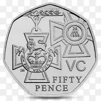 皇家铸币五十便士英镑维多利亚十字硬币