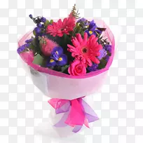 花型设计切花花束花盆粉红色和紫色花