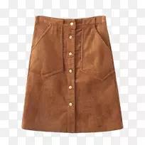 短裙袖珍腰裙夹克衫-线棕色