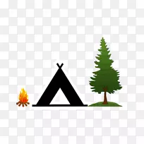 圣诞树、松树、野营、营地、剪贴画.背包远足