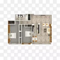 414套公寓、住宅平面图、建筑、公寓-卧室顶层景观