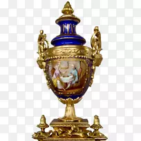 花瓶黄铜瓷古董01504-复古巴洛克
