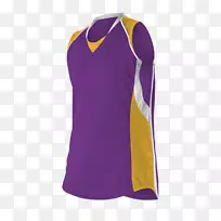 t恤网球马球无袖衬衫紫色和金色
