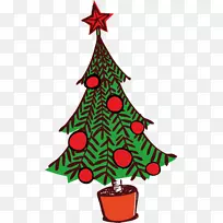 圣诞树装饰云杉冷杉剪贴画-圣诞树