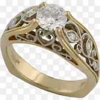 银结婚戒指金体珠宝银