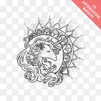 纹身独角兽线艺术纹身艺术家-公主独角兽