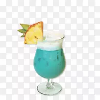 蓝色夏威夷皮纳可乐鸡尾酒装饰玛格丽塔-游泳池