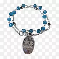 手镯MichaelDecenario rosary Raphael-Medalla Azul