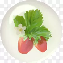 草莓叶蔬菜拼盘装饰-草莓